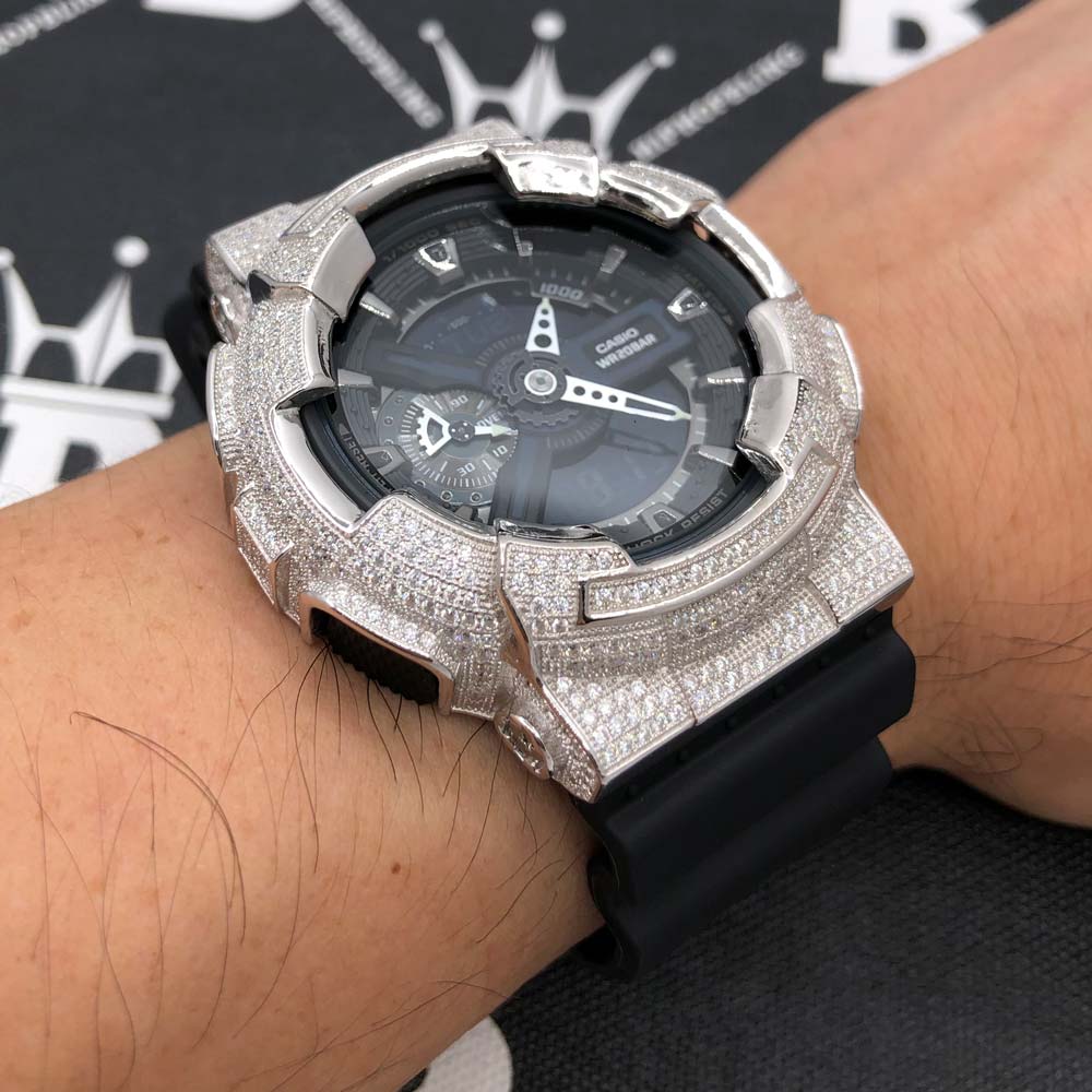 6.00 Carat Pave Moissanite VVS Iced Out G Shock GA110 Custom Watch