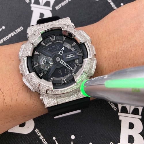 6.00 Carat Pave Moissanite VVS Iced Out G Shock GA110 Custom Watch