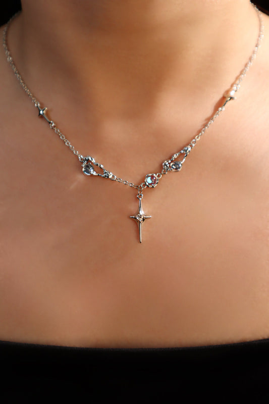 Palladium White Gold Plated Moonstones Star Necklace