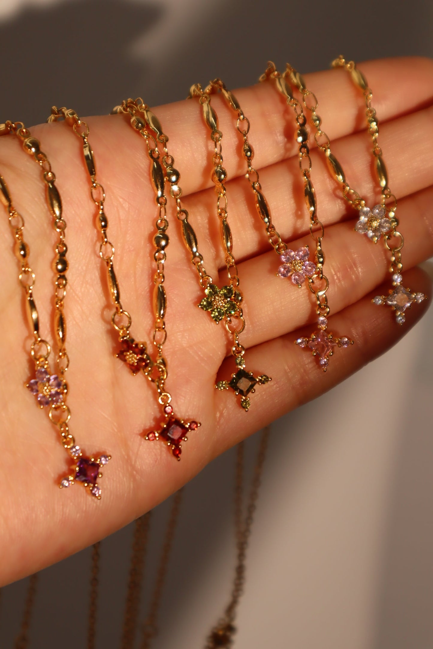 18K Real Gold Plated Amethyst Starlight Cross Necklace