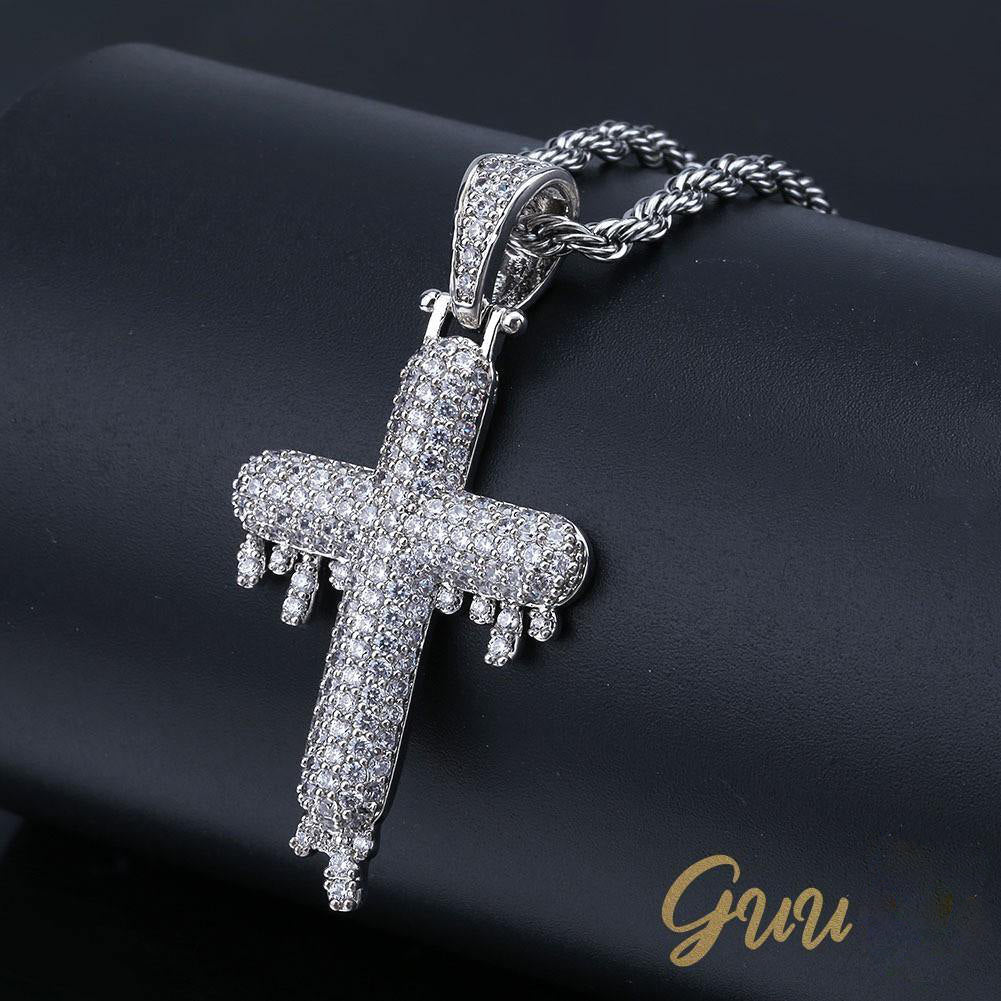 18K Gold-Plated Micro-inlay CZ Cross Necklace