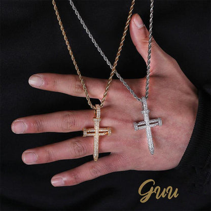 18K Gold-Plated AAA CZ Cross Pendant
