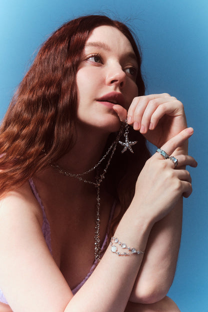 Palladium White Gold Plated Diamond Starfish Necklace