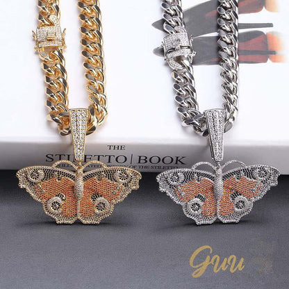 18K Gold-Plated Micro Inlay  AAA CZ Butterfly Pendant