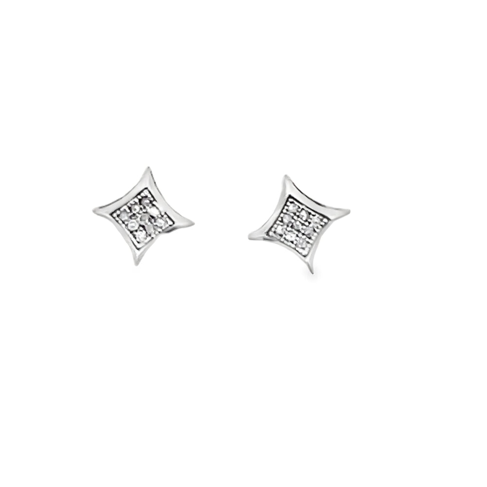 6MM Kite Diamond Earrings .05cttw .925 Sterling Silver