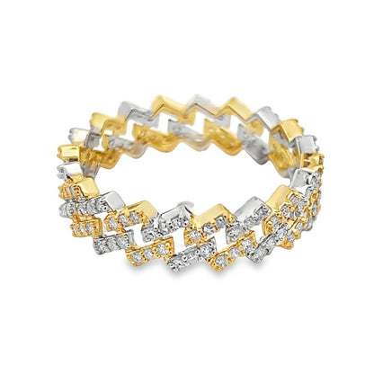 6MM Sharp Cuban Link .70cttw Diamond Ring 10K Gold