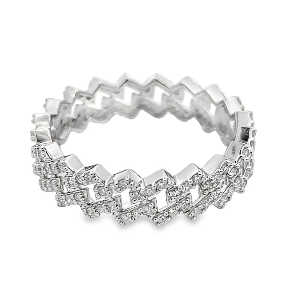6MM Sharp Cuban Link .70cttw Diamond Ring 10K Gold