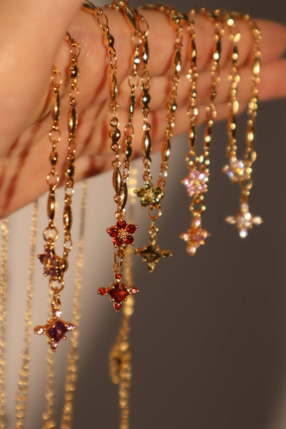 18K Real Gold Plated Tourmaline Starlight Cross Necklace