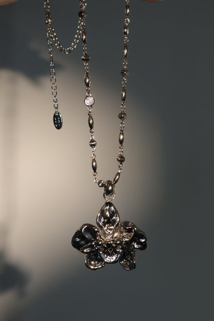 Palladium White Gold Plated Orchid Necklace