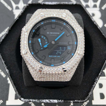 7.75 Carat VVS Moissanite Iced Out G Shock GA2100 Hip Hop Custom Watch