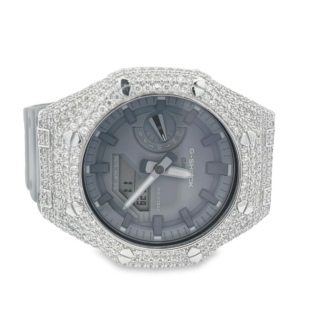 7.75 Carat VVS Moissanite Iced Out G Shock GA2100 Hip Hop Custom Watch