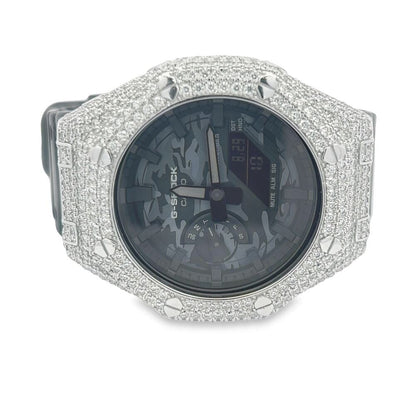 7.75 Carat VVS Moissanite Iced Out G Shock GA2100 Hip Hop Custom Watch