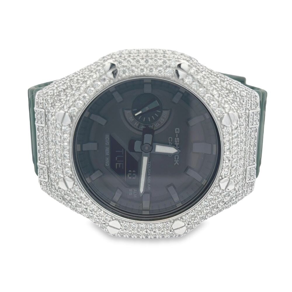 7.75 Carat VVS Moissanite Iced Out G Shock GA2100 Hip Hop Custom Watch