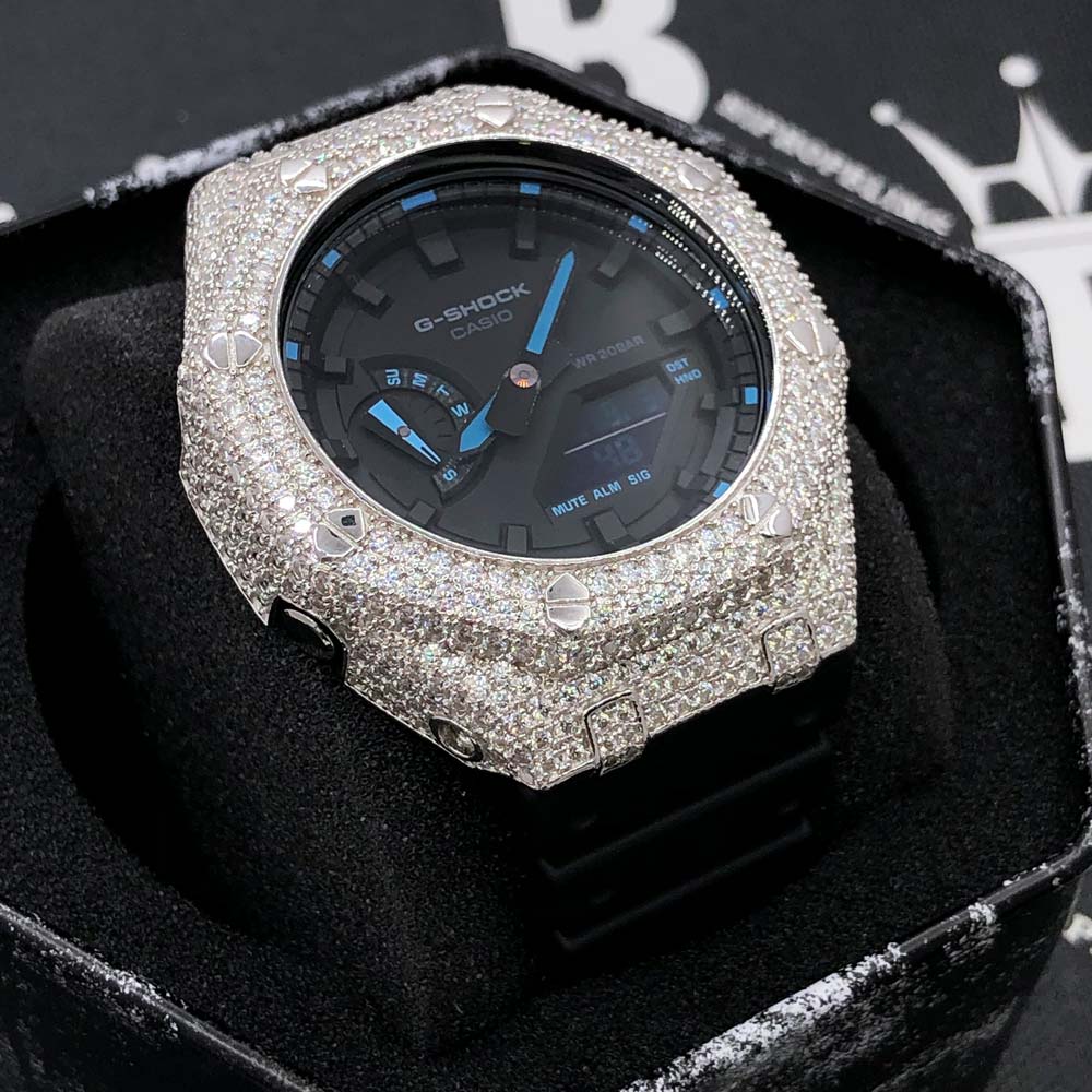 7.75 Carat VVS Moissanite Iced Out G Shock GA2100 Hip Hop Custom Watch