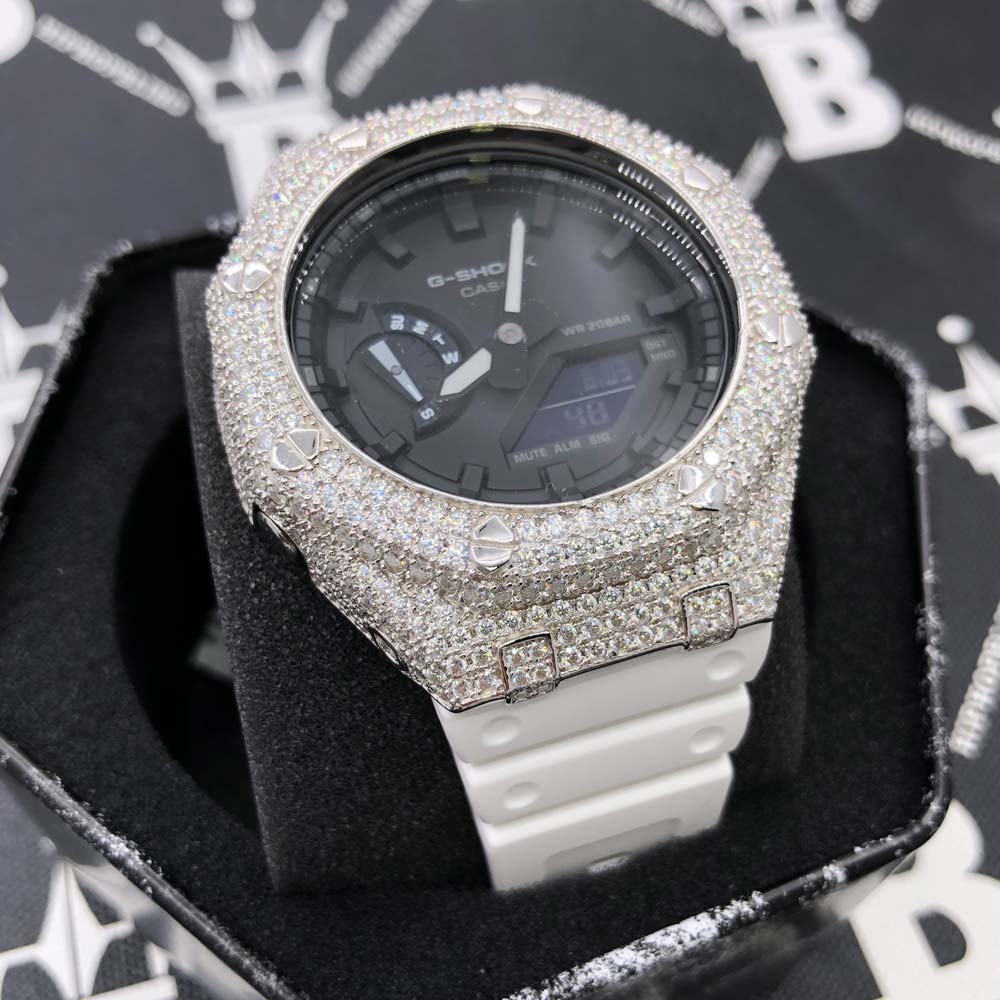 7.75 Carat VVS Moissanite Iced Out G Shock GA2100 Hip Hop Custom Watch