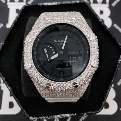 7.75 Carat VVS Moissanite Iced Out G Shock GA2100 Hip Hop Custom Watch
