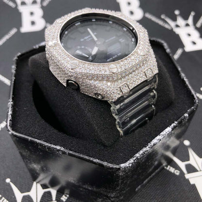 7.75 Carat VVS Moissanite Iced Out G Shock GA2100 Hip Hop Custom Watch