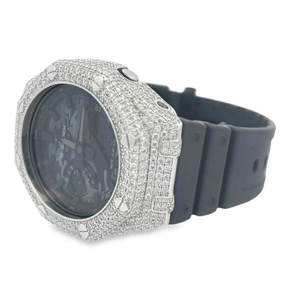 7.75 Carat VVS Moissanite Iced Out G Shock GA2100 Hip Hop Custom Watch