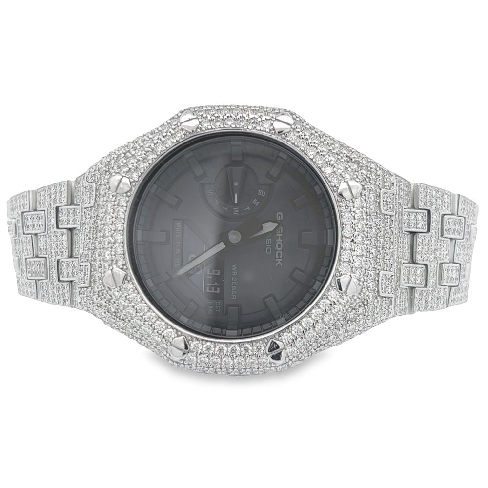 7.75 Carat VVS Moissanite Iced Out G Shock GA2100 Hip Hop Custom Watch