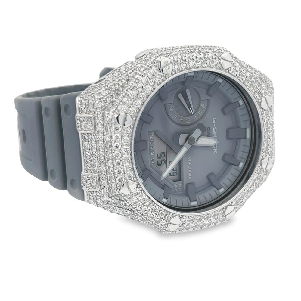 7.75 Carat VVS Moissanite Iced Out G Shock GA2100 Hip Hop Custom Watch