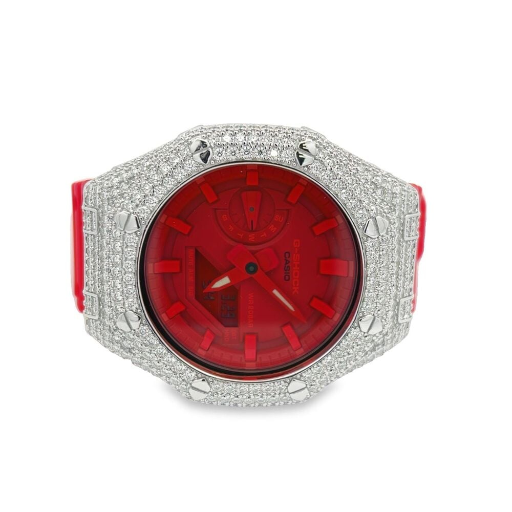 7.75 Carat VVS Moissanite Iced Out G Shock GA2100 Hip Hop Custom Watch