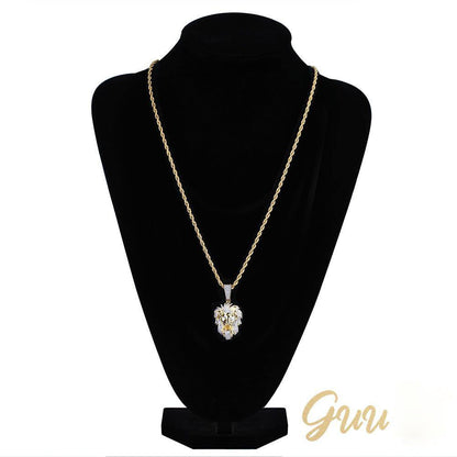 23mm Gold-Plated Micro-inlay Zircon # Lion Head # Rapper Chain