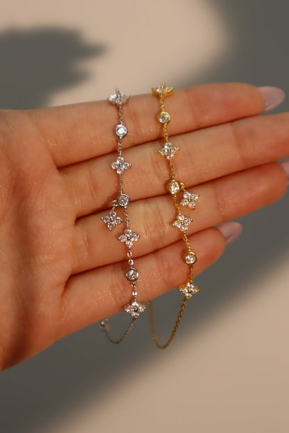 925 Sterling Silver Multi Starlight Petal Bracelet