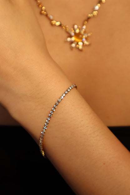 18K Gold Stainless Steel Multi Diamond Tennis Bracelet