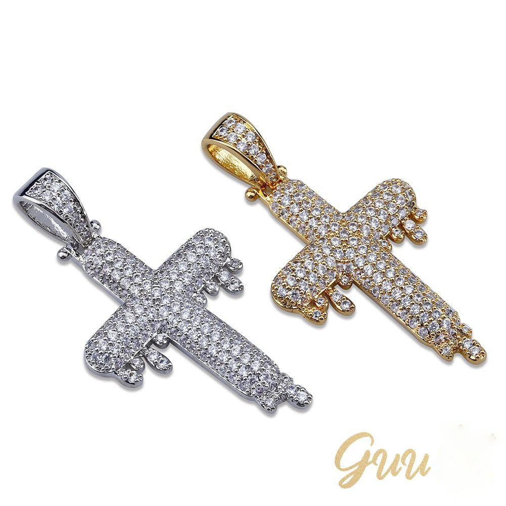 18K Gold-Plated Micro-inlay CZ Cross Necklace