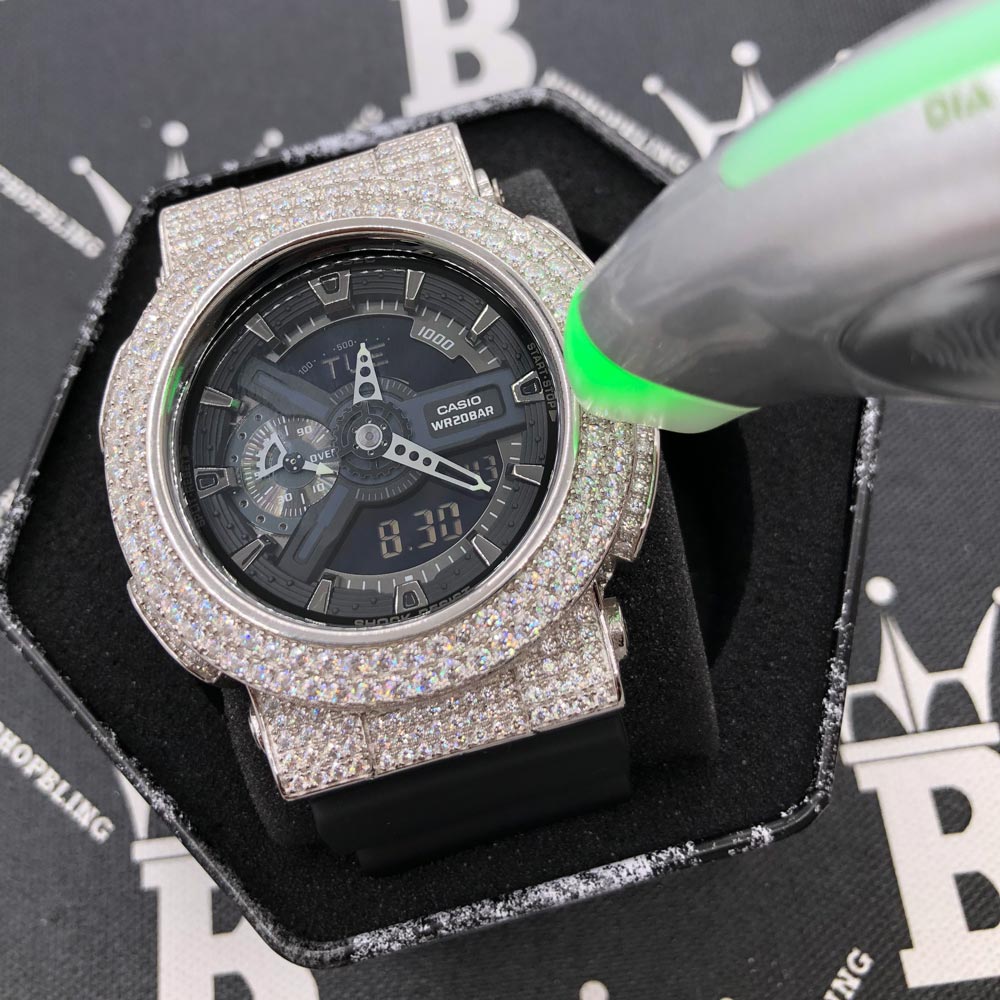 8.00 Carat Moissanite VVS Iced Out G Shock GA110 Custom Watch