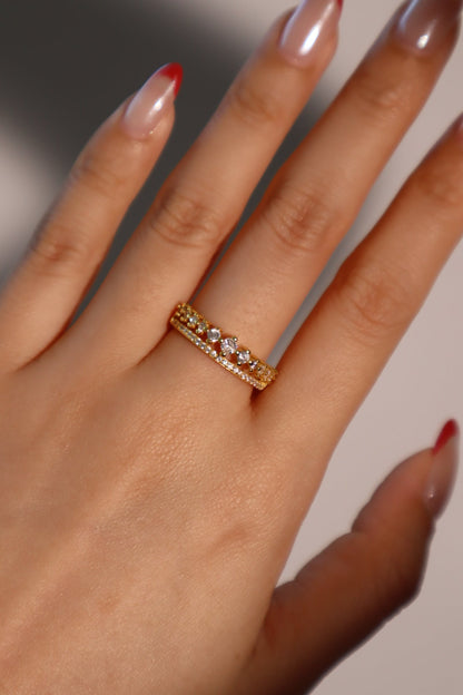 18K Gold Double Layer Diamond Ring