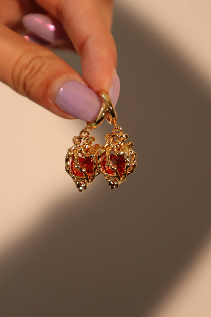 18K Real Gold Plated Heart Earrings