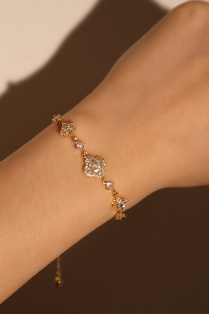 14K Real Gold Plated Diamond Starlight Petal Bracelet