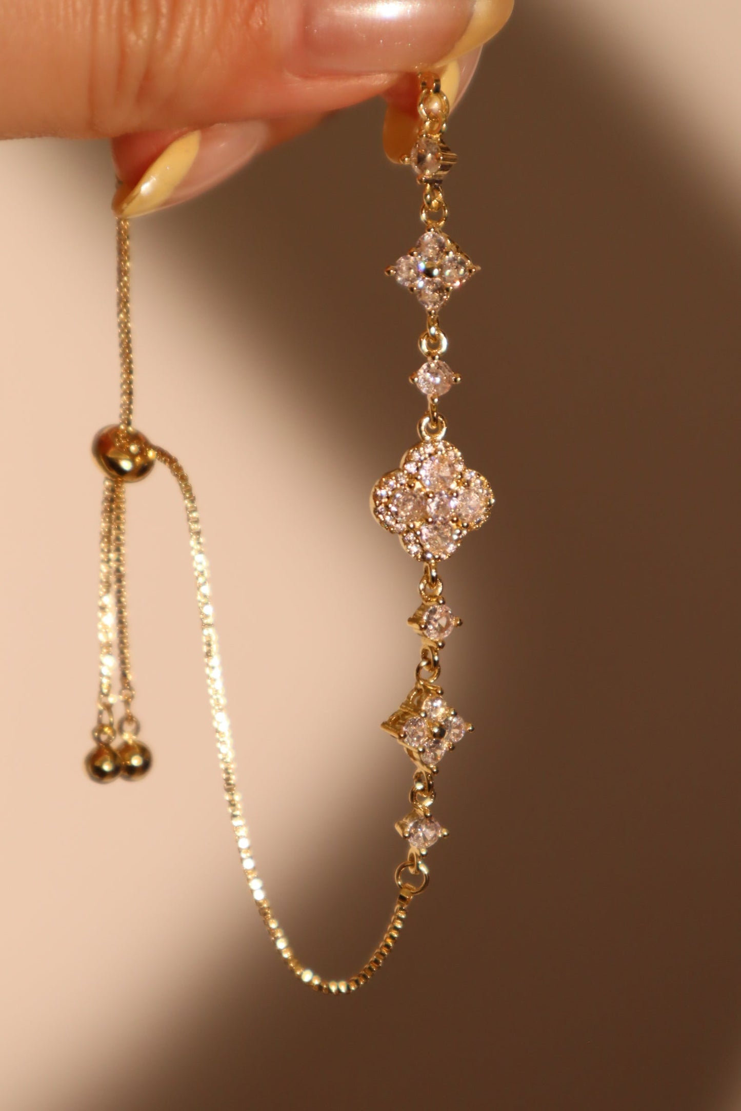 14K Real Gold Plated Diamond Starlight Petal Bracelet