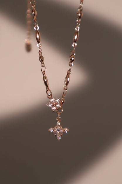 18K Rose Gold Plated Diamond Starlight Cross Necklace