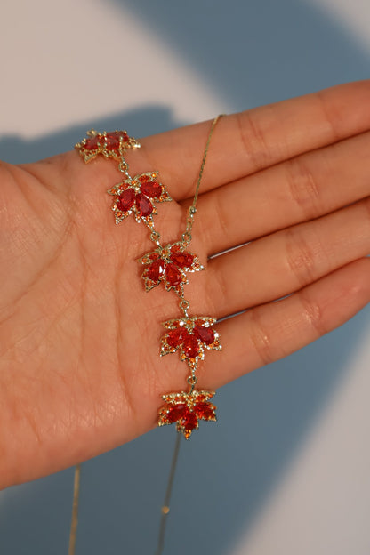 14K Real Gold Plated Maple Leaves Necklace