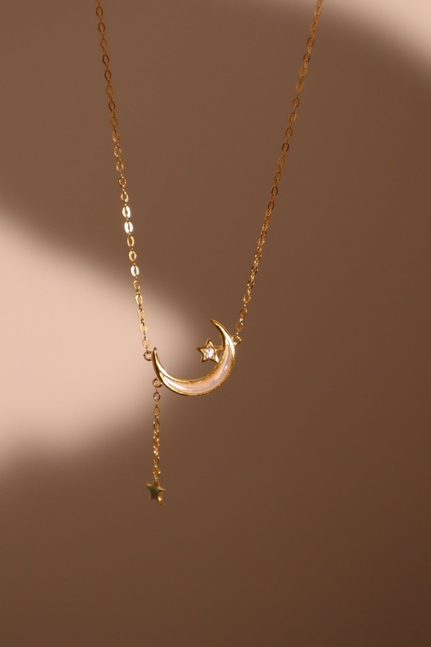 18K Gold Vermeil Shell Moon Star Necklace