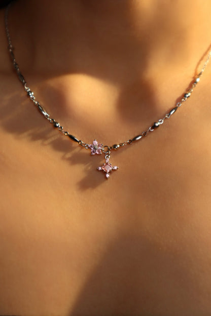 Palladium White Gold Plated Tourmaline Starlight Cross Necklace