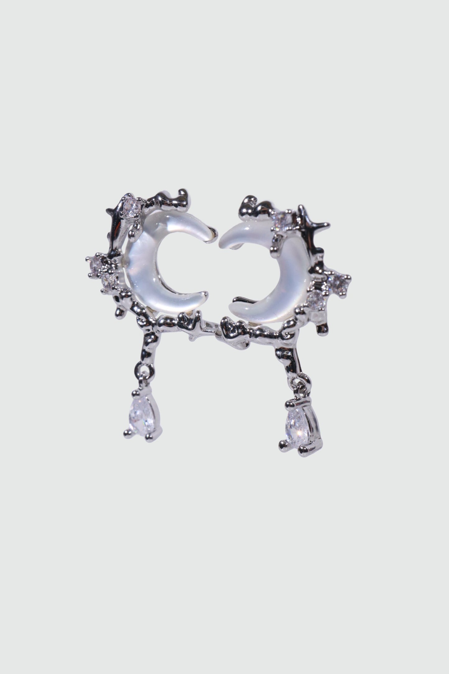 Palladium White Gold Plated Natural Shell Moon Earrings