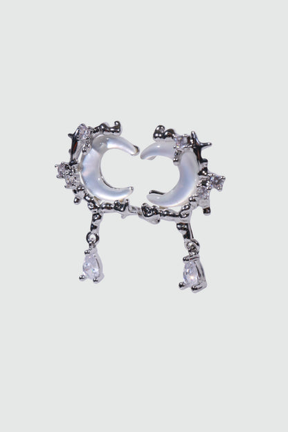 Palladium White Gold Plated Natural Shell Moon Earrings