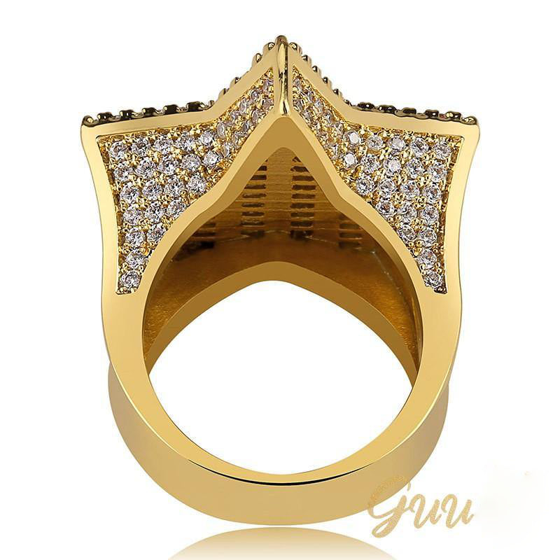 18K Gold-Plated Micro-inlay AAA CZ Pentagram Ring