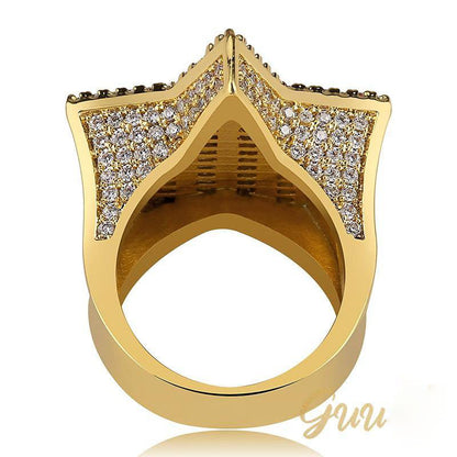 18K Gold-Plated Micro-inlay AAA CZ Pentagram Ring