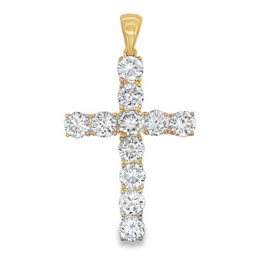 8MM Gold Tennis Cross CZ Iced Out Pendant