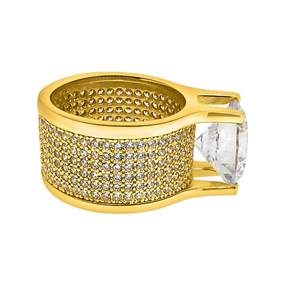 .925 Silver 20ct Solitaire Eternity Band Gold CZ Ring