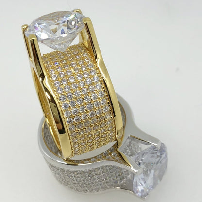 .925 Silver 20ct Solitaire Eternity Band Gold CZ Ring