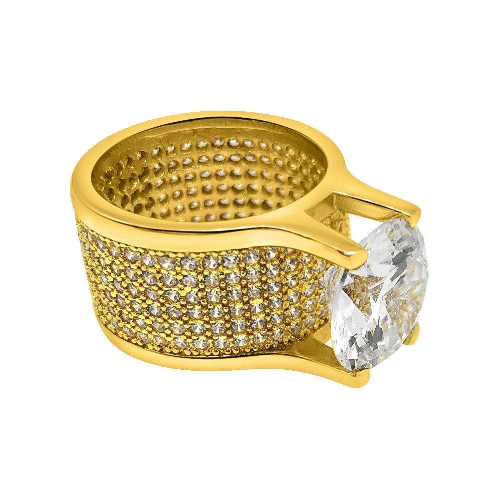 .925 Silver 20ct Solitaire Eternity Band Gold CZ Ring