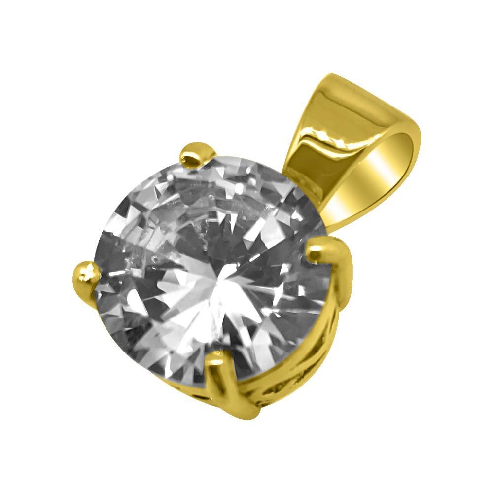 .925 Silver 25MM CZ Solitaire Rhodium Bling Bling Pendant