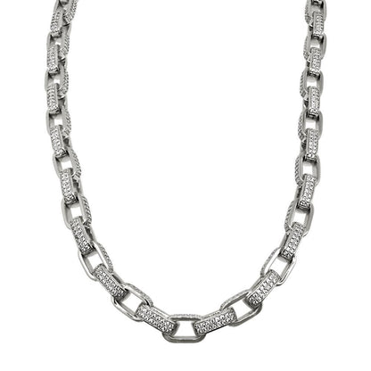 .925 Silver 3D Box Link CZ Hip Hop Chain