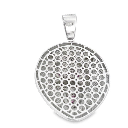 .925 Silver 3D Lion Face CZ Iced Out Pendant