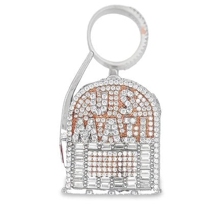 .925 Silver 3D US Mail Box Baguette CZ Iced Out Pendant